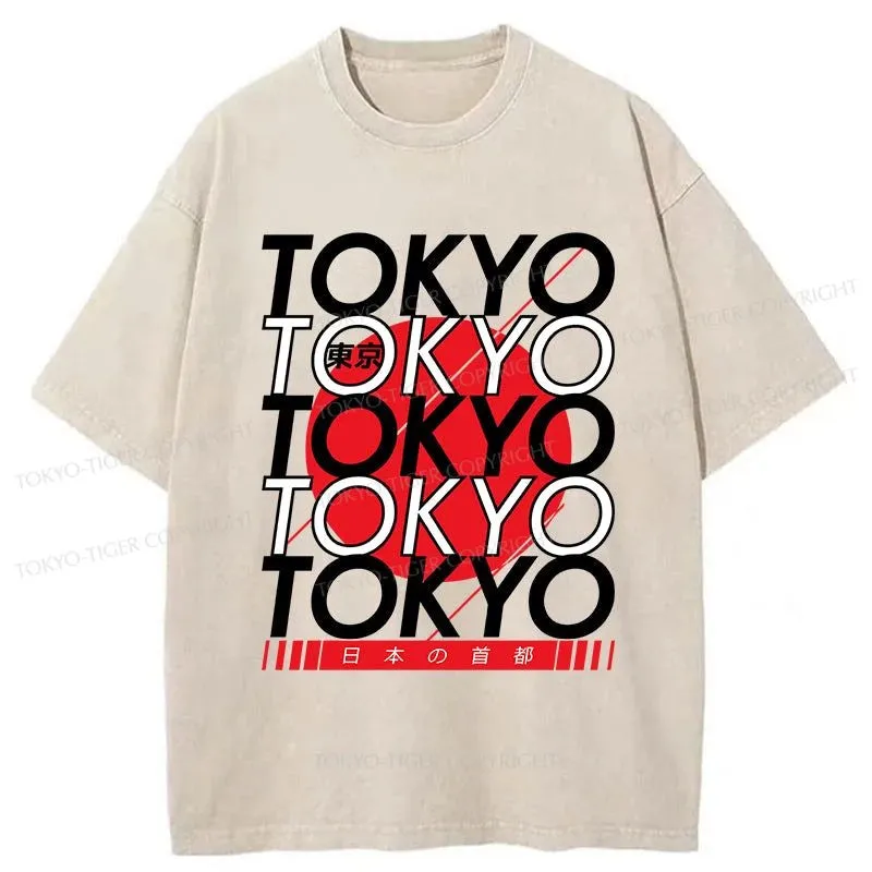 Tokyo-Tiger Capital Of Japan Tokyo Washed T-Shirt