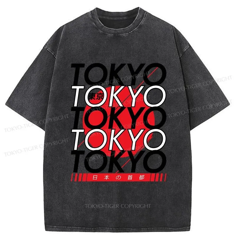 Tokyo-Tiger Capital Of Japan Tokyo Washed T-Shirt