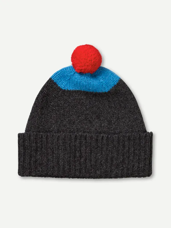 TOP SPOT HAT WITH POMPOM BLACK & TURMERIC