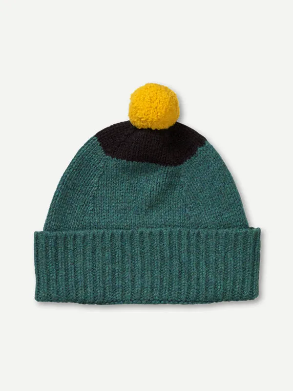 TOP SPOT HAT WITH POMPOM BLACK & TURMERIC
