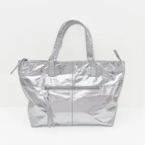 Toronto Leather Tote Bag - Silver