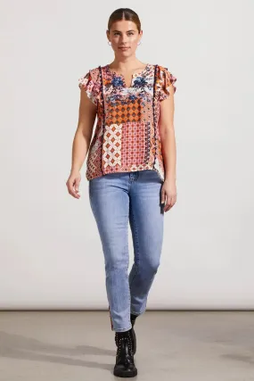 Tri 7997O Embroidered Frill Sleeve Blouse