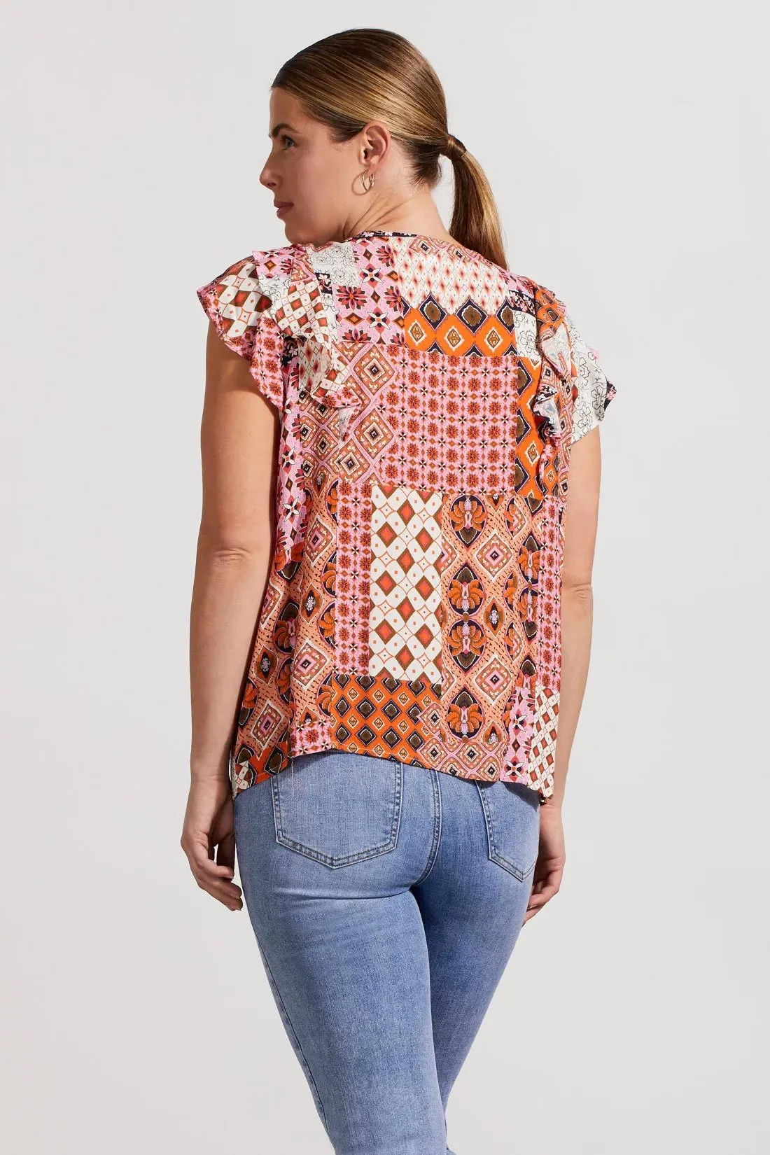 Tri 7997O Embroidered Frill Sleeve Blouse