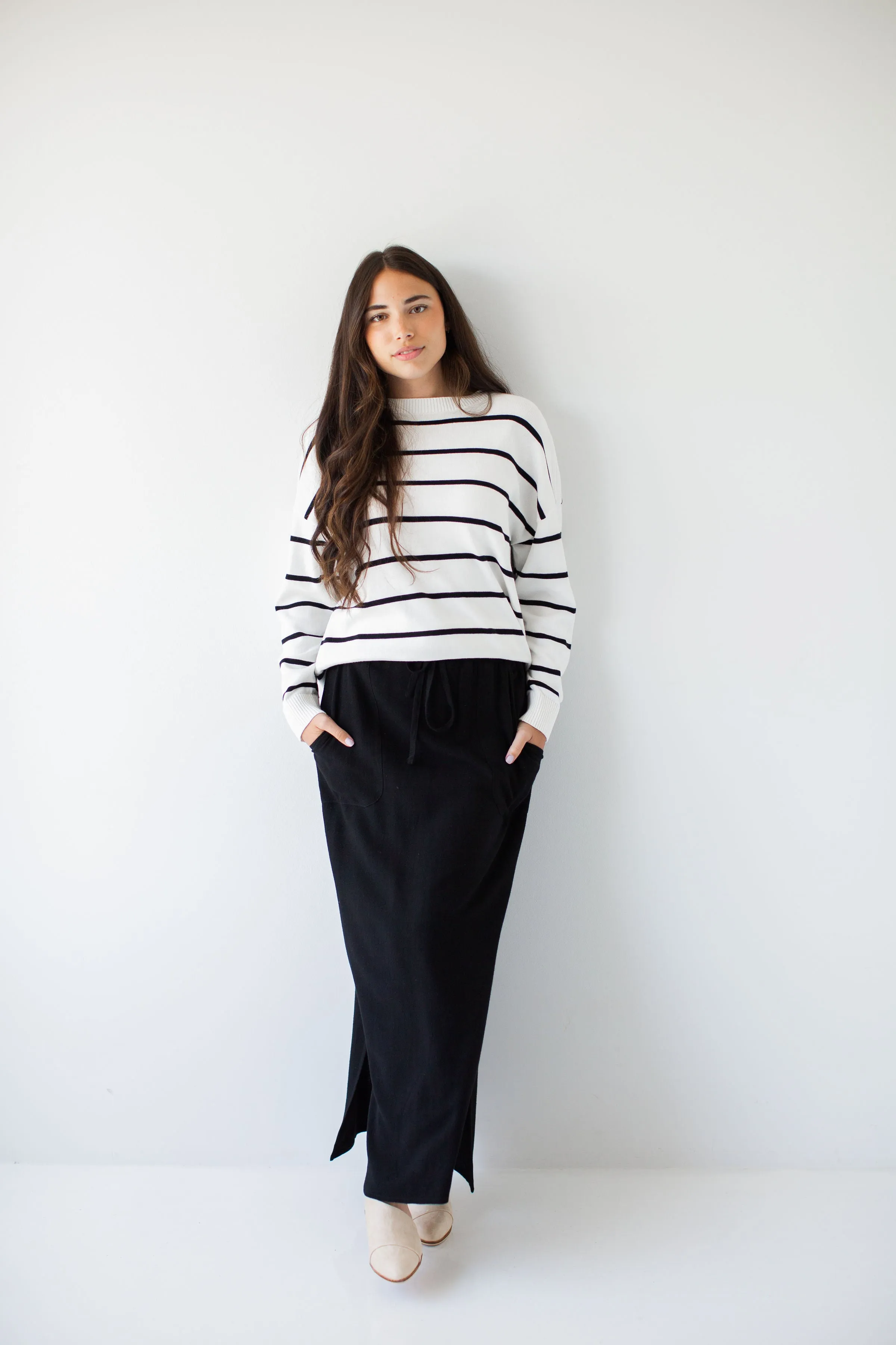 'Winslet' Waist Tie Maxi Skirt in Black