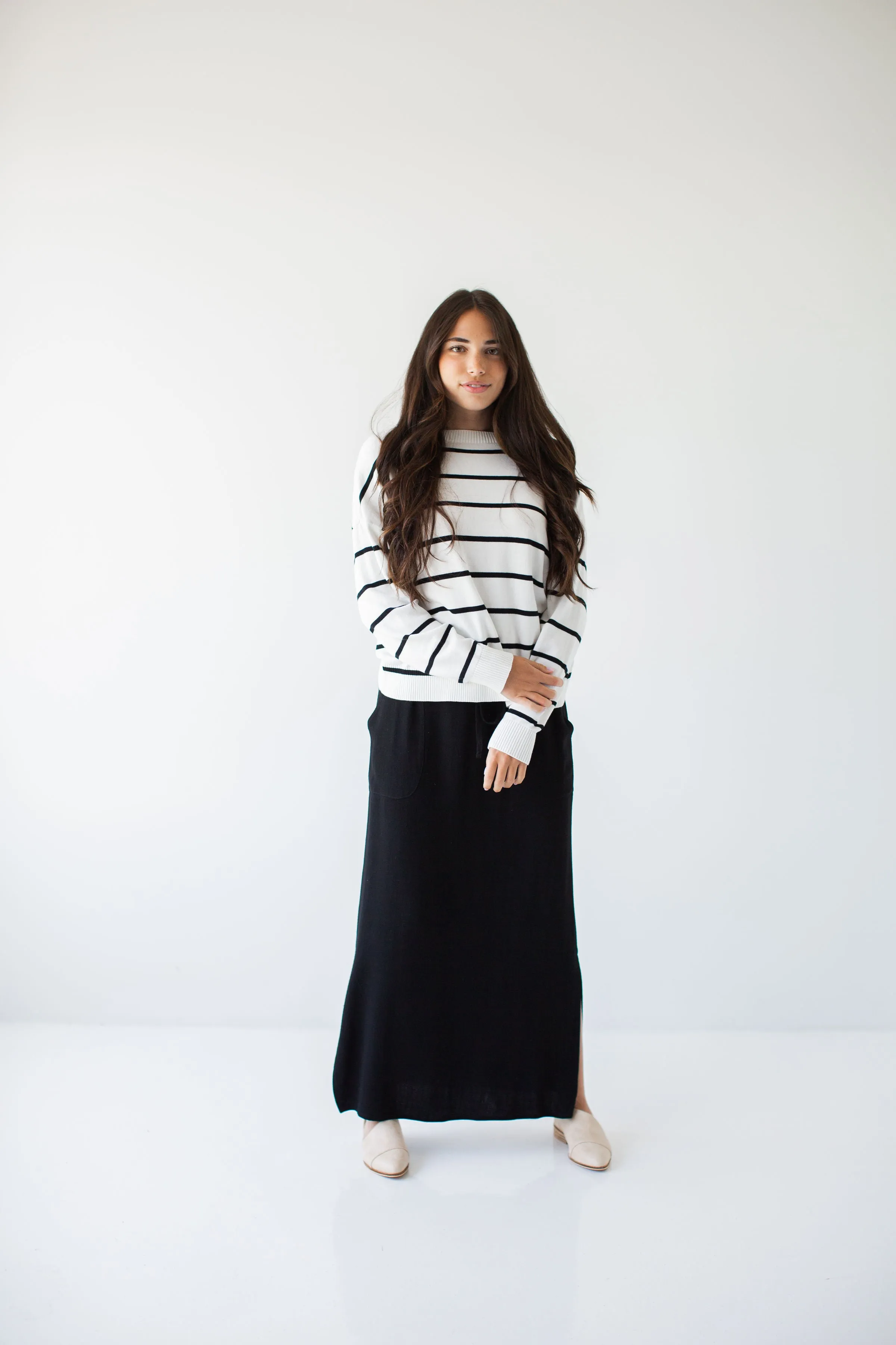 'Winslet' Waist Tie Maxi Skirt in Black