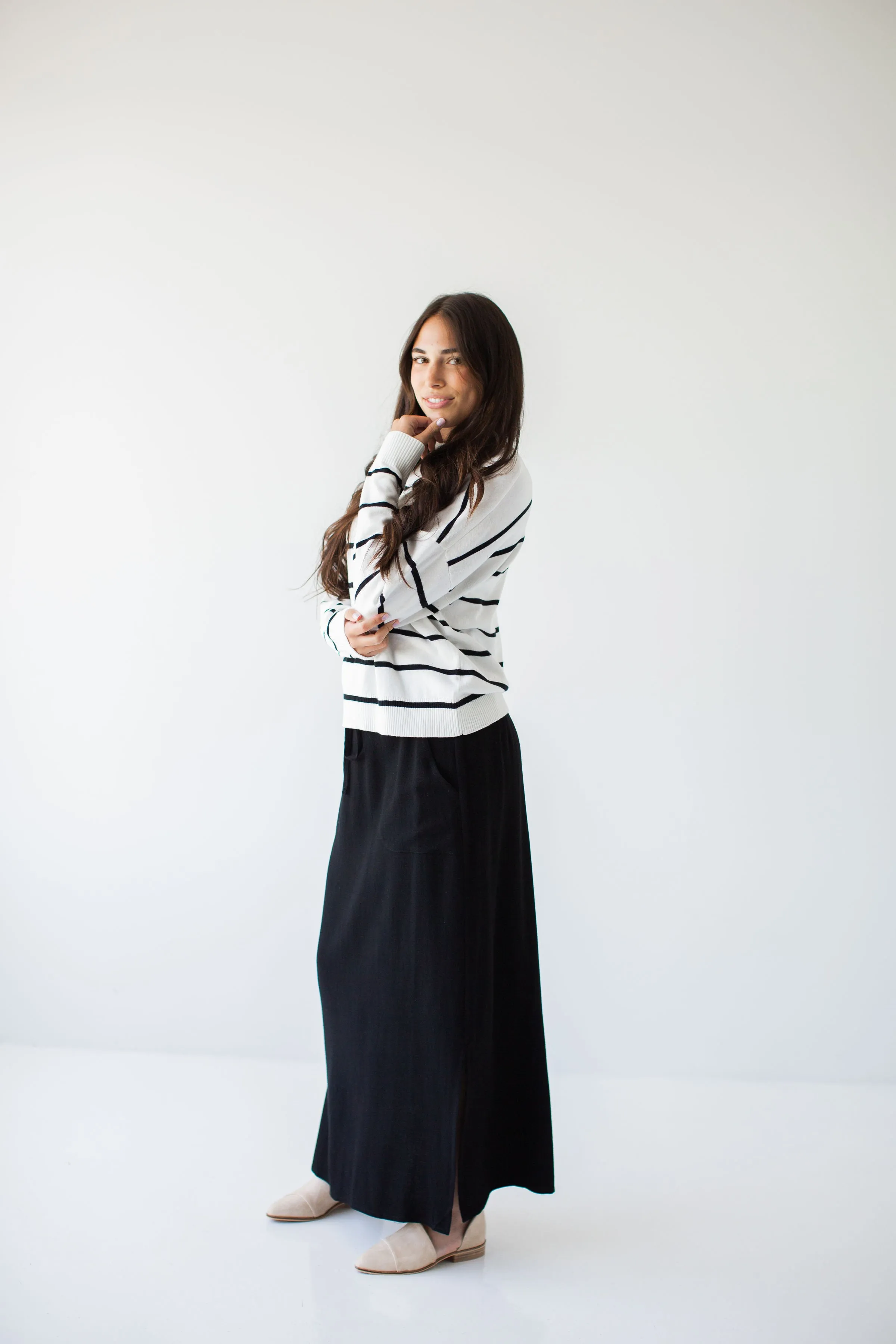 'Winslet' Waist Tie Maxi Skirt in Black