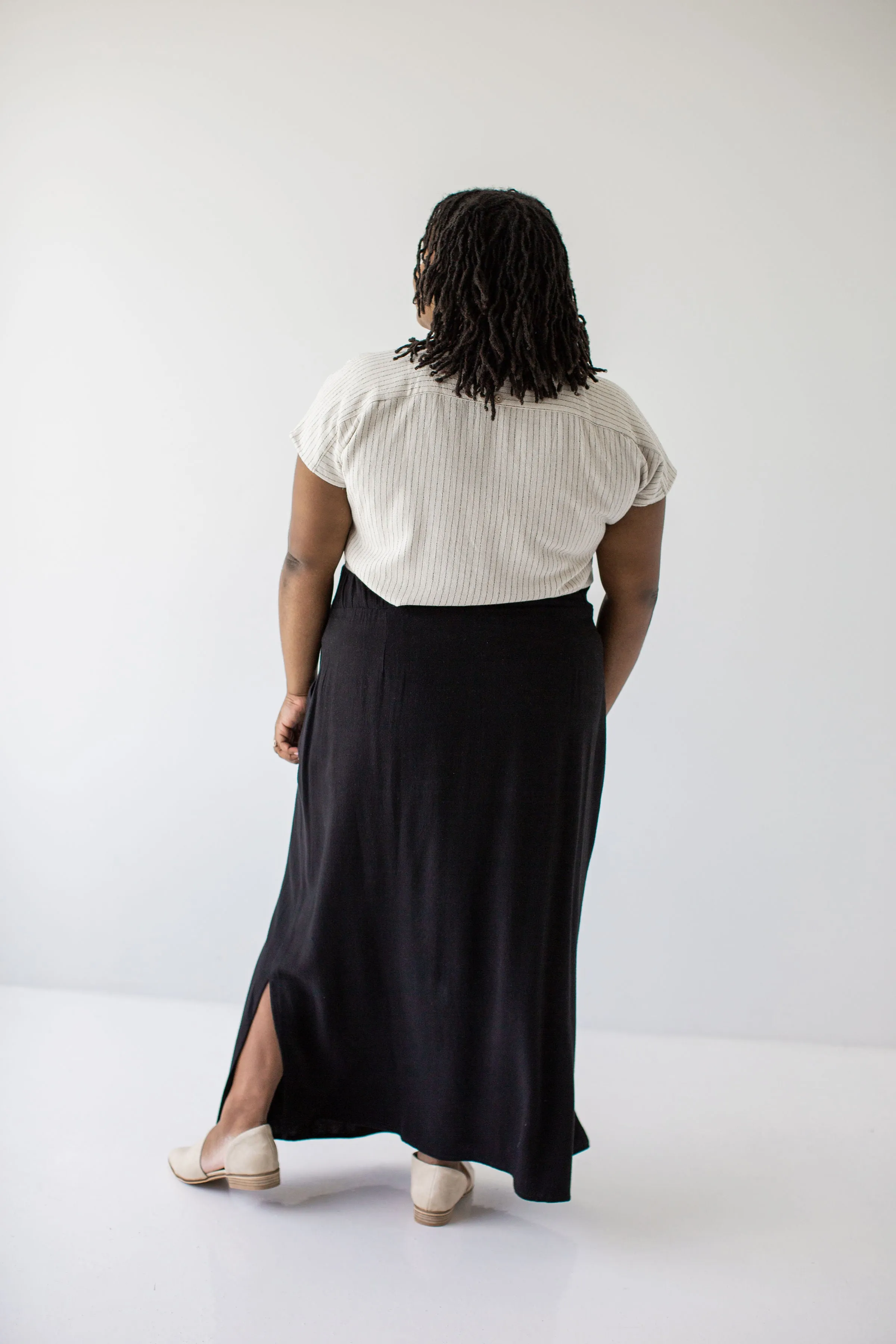 'Winslet' Waist Tie Maxi Skirt in Black