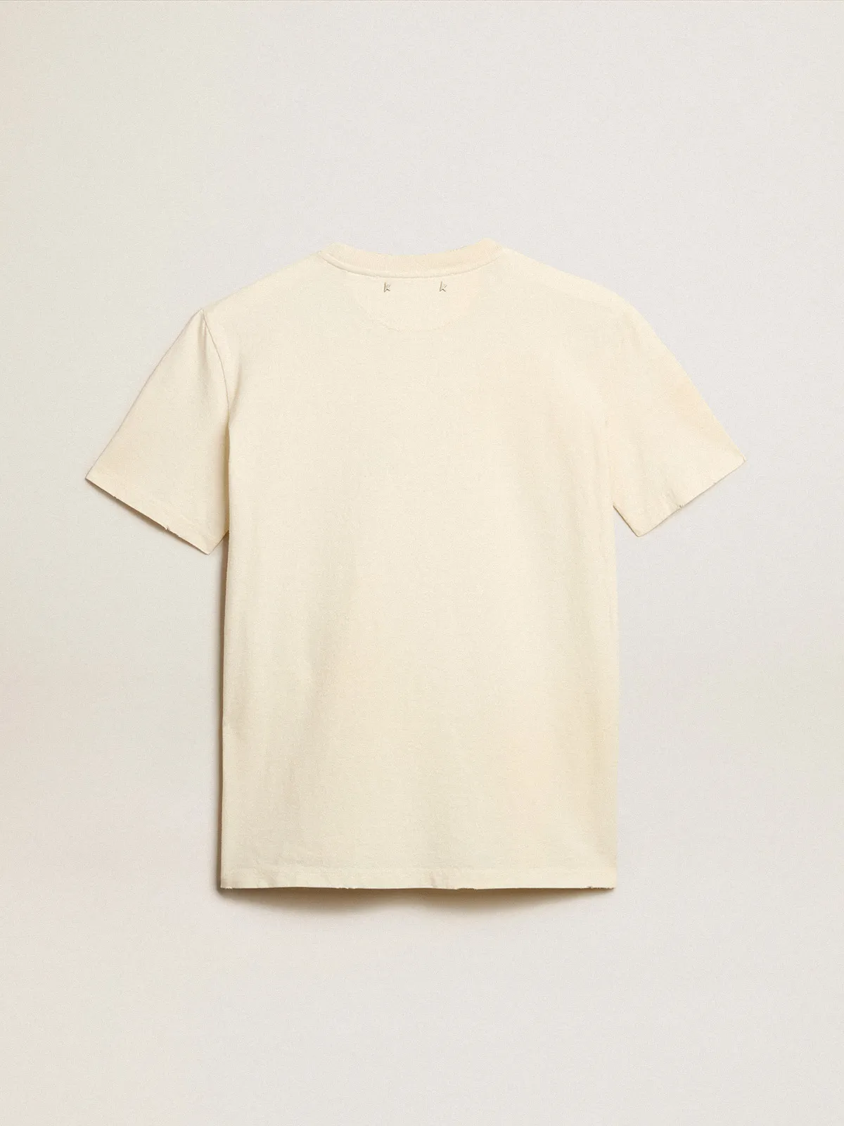 Women’s cotton T-shirt in aged white with embroidered lettering