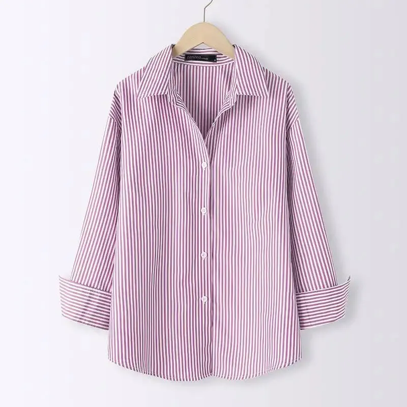 ZANZEA Office Striped Loose Blouse 2023 Turn-down Collar Top Oversized Women Long Sleeve Shirt Vintage Button-up Blusa Femininas