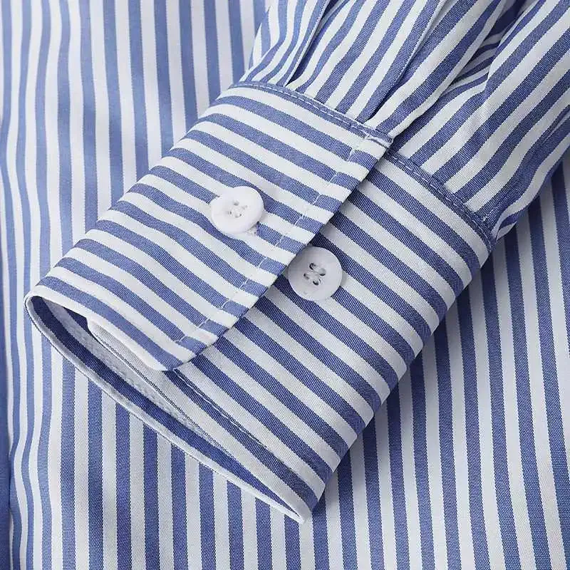 ZANZEA Office Striped Loose Blouse 2023 Turn-down Collar Top Oversized Women Long Sleeve Shirt Vintage Button-up Blusa Femininas